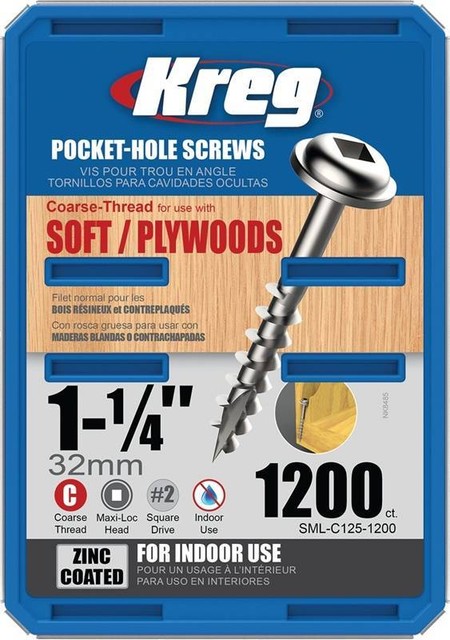 KREG SML-C125-500 No. 8 S X 1-1/4 in. L Square Zinc-Plated Pocket-Hole