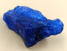 129 Ct  Certified Rough Chunk Natural  Blue Sapphire Loose Gemstone MKQ