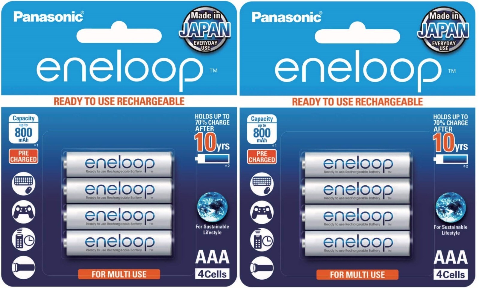 Panasonic Eneloop Rechargeable Batteries AA or AAA with or w/o Charger