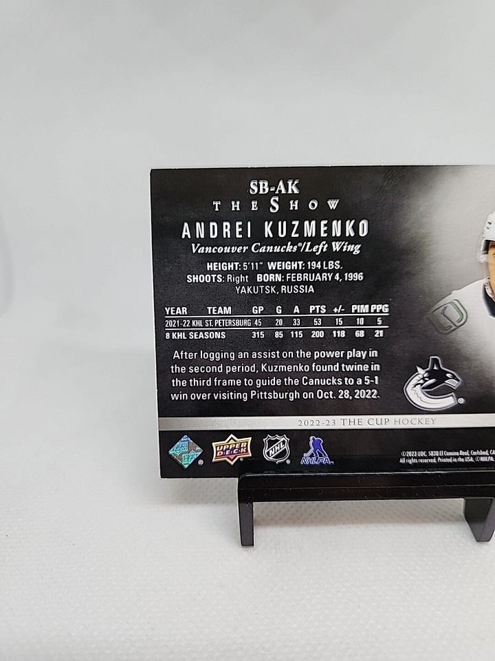 202223 The Cup The Show /99 Vancouver Canucks Andrei Kuzmenko eBay