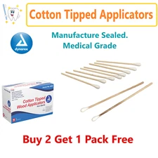 200 Cotton Tipped Wood Applicators 6" Long Medical Grade, Buy 2 Packs Get 1 Free