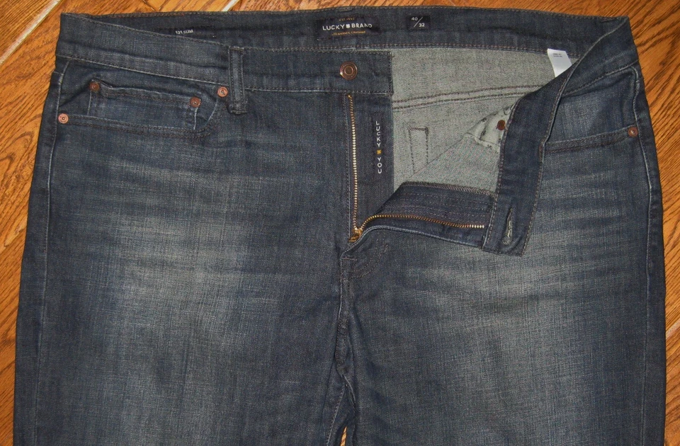 Тонкие джинсы LUCK BRAND 121 40 x 32 цвета индиго темные вареные на молнии мужские эластичные джинсы - Изображение 2 из 4