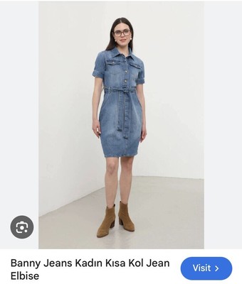 Banny Jeans Blue White Kadin Kisa Kol Jean Eloise (Size L)
