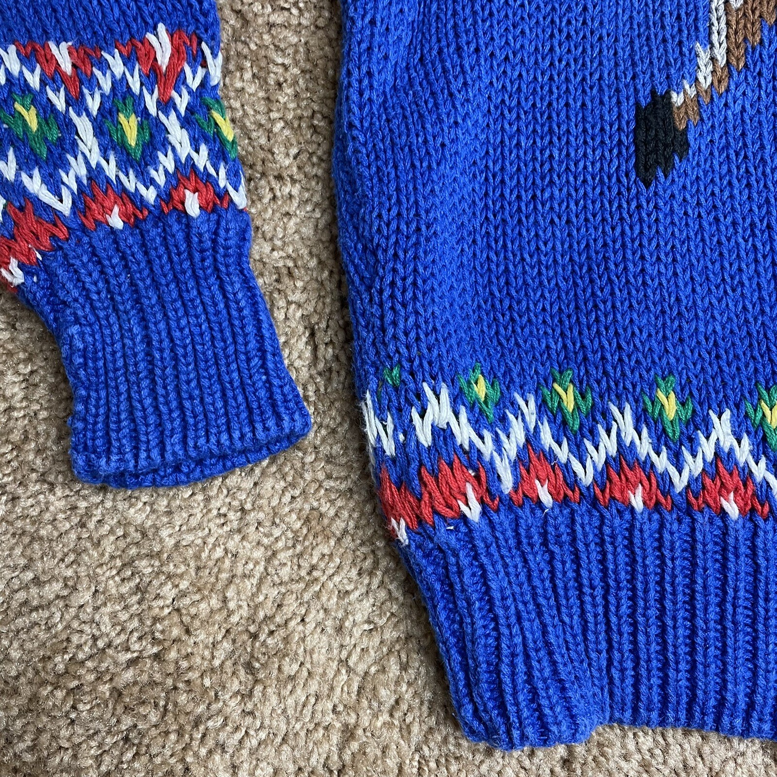 Vintage Boston Traders Knit Christmas Sweater Childs Medium 56 Blue
