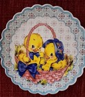 EASTER Mr Christmas Chicks Chickens in Basket Salad/Dessert Plate Scalloped  — photo 2