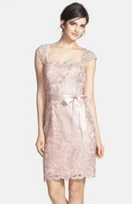 ADRIANNA PAPELL OPEN BACK CAP SLEEVE DRESS Sz 2 Blush