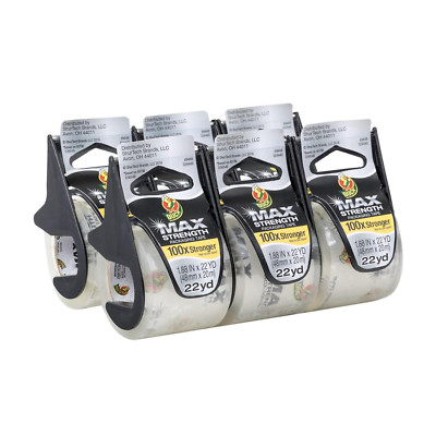 Duck Max Strength Clear Packing Tape with Dispenser   6 Rolls of Maximum Strengt
