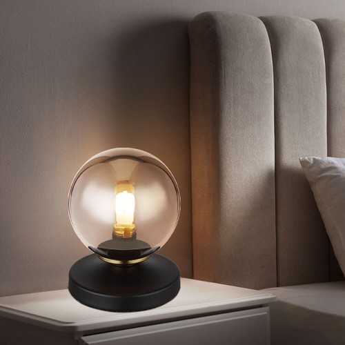 Luce da Tavolo Lampada Scrivania Camera Letto Sfera di Vetro Fumé G9 Metallo 2er - Foto 7 di 12