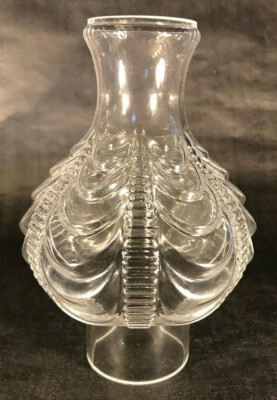 New 3'' x 9'' Clear Embossed Glass Coolidge Drape Lamp Chimney, F/ #2 burner CH010