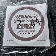 D'Addario PB027 Phosphor Bronze Acoustic Guitar Single .027 Strings pak of 5