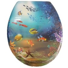 x CopriWater  Sedile WC Bagno Universale Cerniere Acciaio Pesci Mar dfh