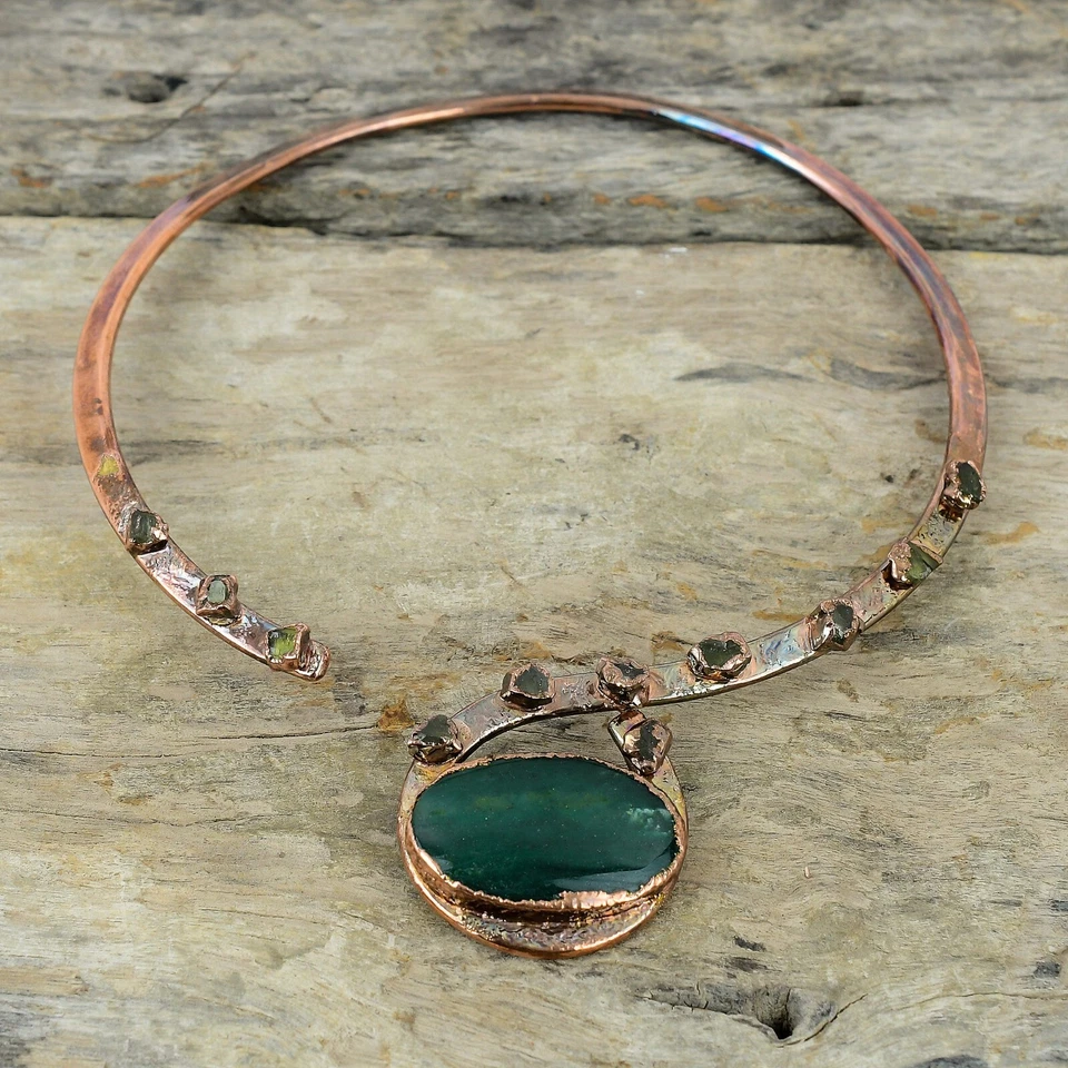 Gift For Her Copper Vasonite Jewelry Electroformed Choker Necklace Adjustable" - Image 3 of 4