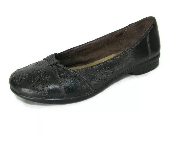 Clarks black leather best sale flats