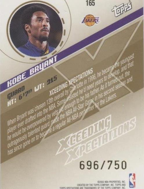 2002-03 Topps Xpectations - Kobe Bryant #165 for sale | eBay