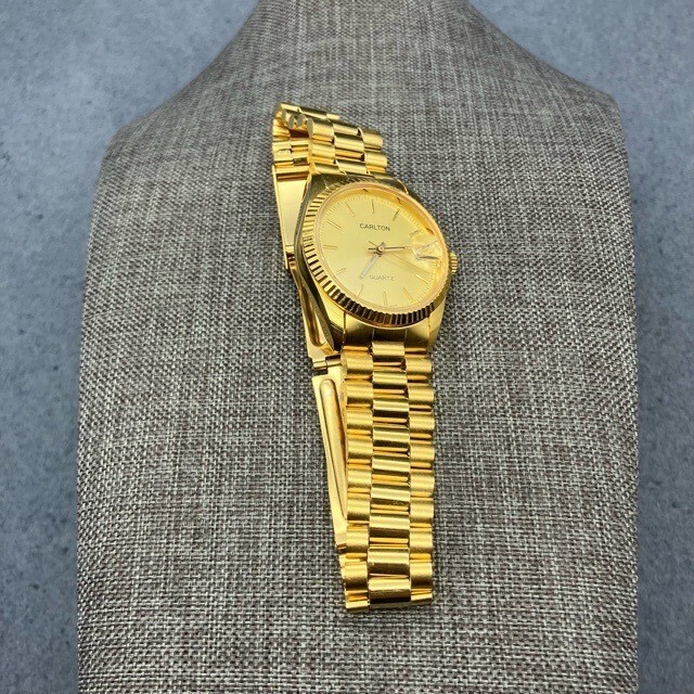 Carlton Vintage Mens Watch As Is FOR PARTS ONLY Gold Quartz