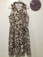 Jessica Howard Womens Dress Size 12 Brown Off White Lined Button Down Front 166