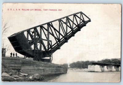 Fort Frances Ontario Postcard D.R.L. Rolling Lift Bridge Exterior 1909 Vintage