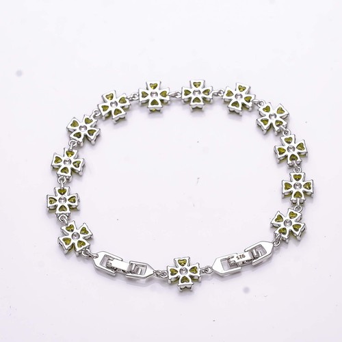 Heart - Green Tourmaline Gemstone 925 Sterling Silver Tennis Bracelet 8.99" B19 - Picture 4 of 5