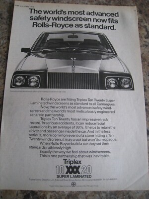 TRIPLEX 10XXX20 SUPER LAMINATED ROLLS ROYCE WINDSCREENS 1979 ADVERT A4 FILE 41
