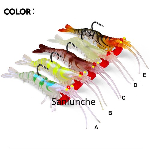 5 pezzi gamberi luminosi gamberetti simulazione pesca esca morbida gancio esca esche pesca sale - Foto 3 di 16