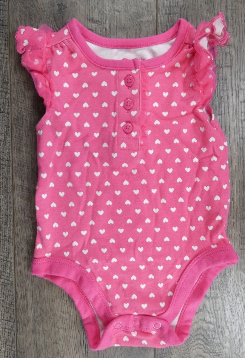 Baby Girl Clothes Garanimals 0 3 Month Pink Heart Ruffle Bodysuit
