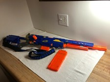 RARE  Nerf N-Strike Longstrike CS-6 Dart Blaster Blue Tested Works Discontinued
