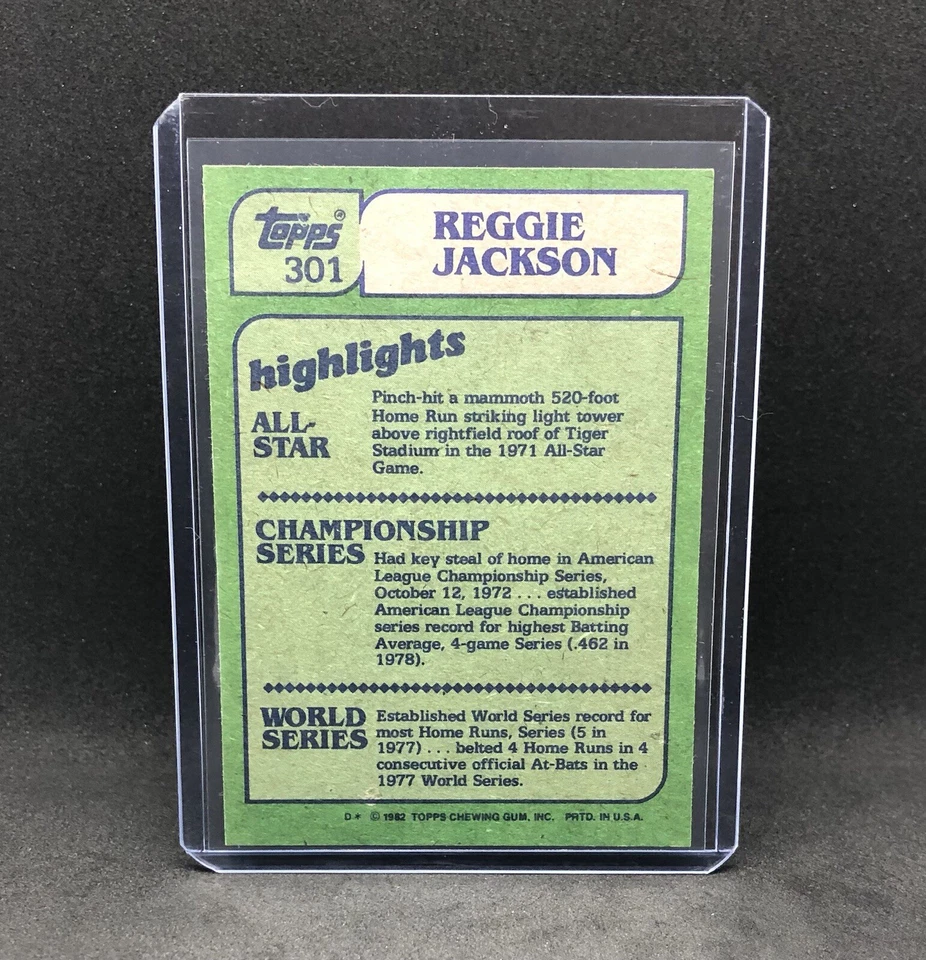 1982 Topps - In Action Reggie Jackson #301 - Image 2 of 2