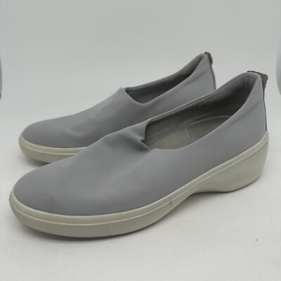 ECCO Soft 8-8.5 Wedge Slip-on Sneaker Silver Gray