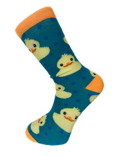 Frederick Thomas turquoise mens cotton socks with yellow rubber duck design