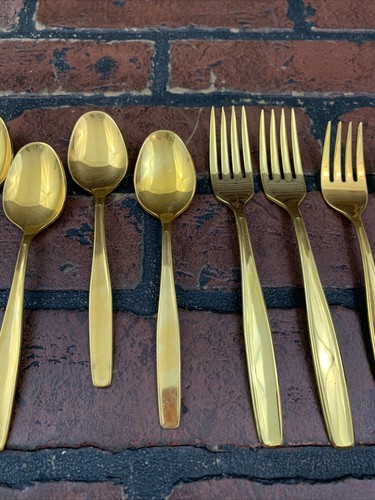 Rogers Cutlery Co Gold Tone Flatware - 9 Pieces - Picture 3 of 9