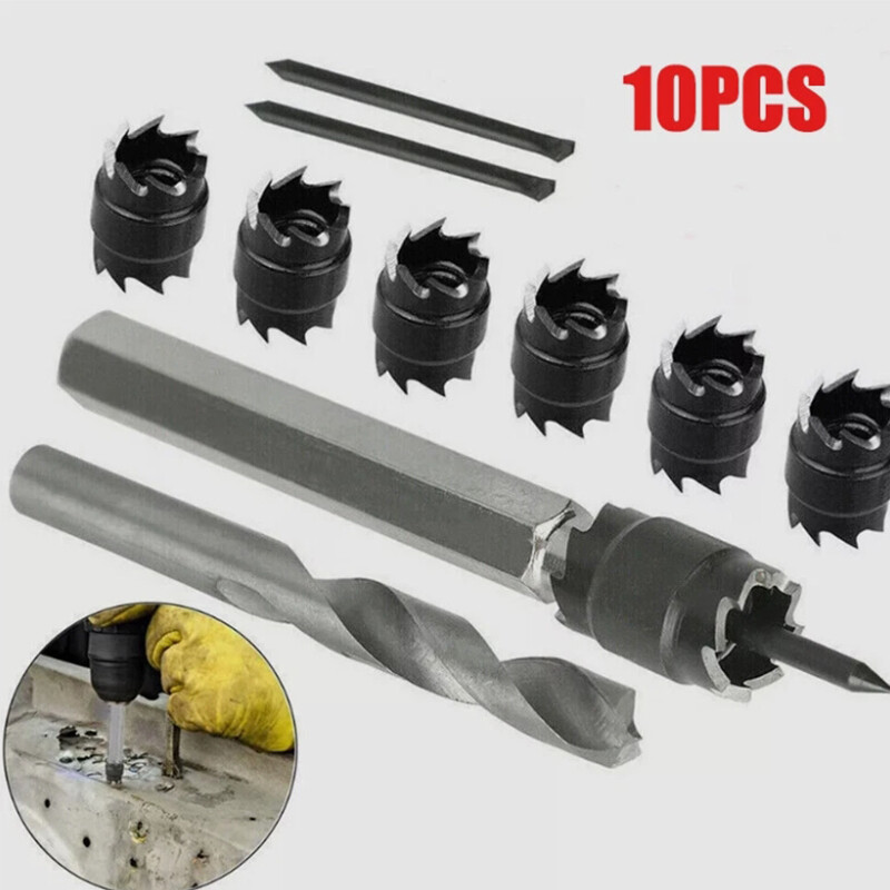 Double Sided Rotary Spot Weld Cutter Remover Drill Bit Set 10pcs 3/8 Inch