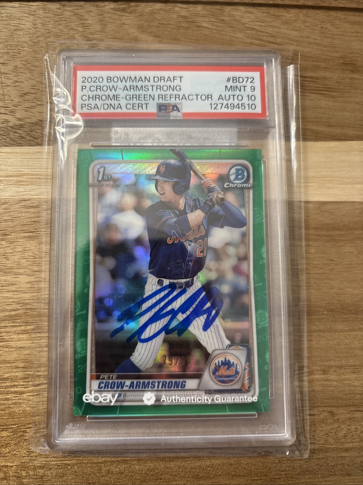 2020 Bowman Draft Pete Crow Armstrong  Chrome Green Refractor /99 Auto