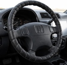 Black Lace-on Steering Wheel Cover 1415 Inch Universal Fit Retro Classic S...