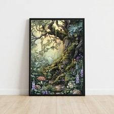 Enchanted Woodland Forest Art Print Travel Poster Wall Art Print Holiday Gift
