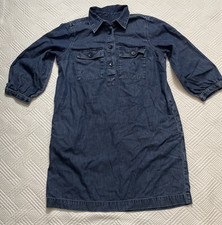 Gap Women’s Dress XS Denim Chambray 3/4 Sleeve Mini Collar Pockets Prep Normcore