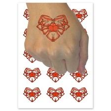 Snow Crab Legs Seafood Heart Temporary Tattoo Fake Body Art