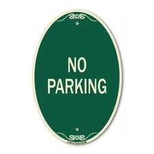SignMission Designer Series Sign - No Parking 2 12" x 18" Aluminum Oval Sign
