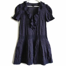 MARC BY MARC JACOBS Cotton Embroidered Ruffle Top Dark Navy Used