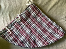 Christmas Tree Skirt Red/White/Black Plaid 48in Reversible Only Used Once