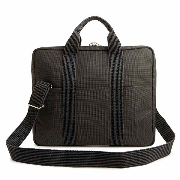 Hermes Herline Briefcase Business Handbag Shoulder Bag Canvas Gray W15.7xH12.2in