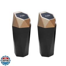 Blau Grun Car Trash Can, Mini Plastics Portable Auto Rubbish Bin with Lid, Le