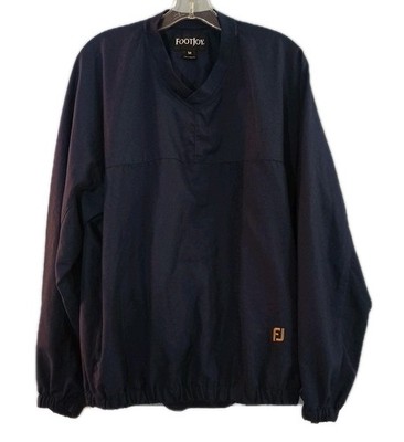 FOOTJOY Golf Pullover V Neck Windbreaker Jacket Men's Size M Blue Pockets