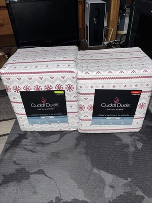 NEW Cuddl Duds Cotton Flannel Sheet Set Snowflake Fairlisle