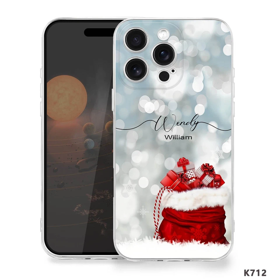 Capa telefone silicone para iPhone 17 Pro 15 16e 14 13 design de Natal capa personalizada - Imagem 4 de 4