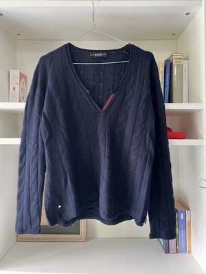55% Seide & 45% Kaschmir Edler NICE CONNECTION Strickpullover Gr. 40 - Marine