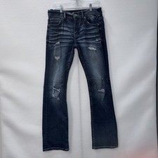 Buckle BKE Aiden Bootleg Jeans Stretch Denim 31x34 Mens Distressed Thick Stitch