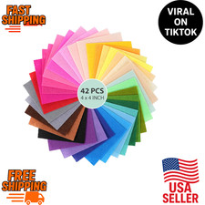 42-Pcs Felt Fabric Sheets 4x4 Inch Assorted Color Nonwoven 1mm Thick