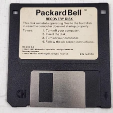 Packard Bell Recovery MS-DOS 6.2 P/N 142370 3.5" Floppy Disk