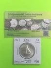 1967 Canadian Silver AG 50 cent half dollar, QEII HOWLING WOLF!  BEAUTIFUL COIN.