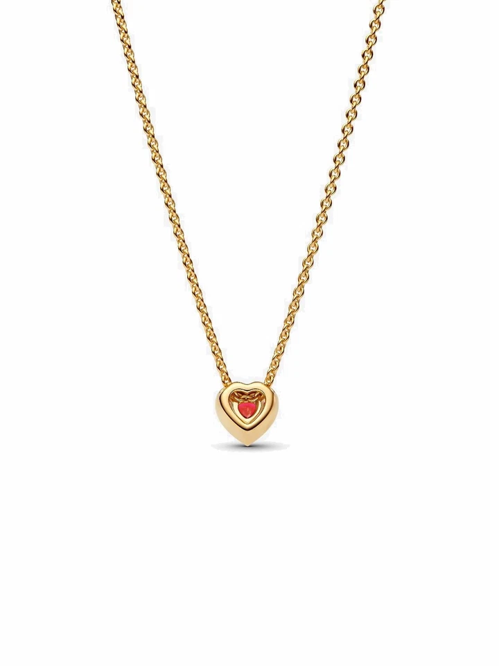 Collar Corazón Elevado Rojo, Plata de Ley 925, Ajuste Pandor Foto 4 de 4